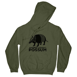 Armored Assault Possum hoodie | funny armadillo hoodie | tactical possum | armored opossum | possum on the half shell | funny animal hoodie