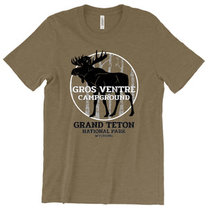 Gros Ventre Campground Moose T-Shirt Printify Heather Olive S