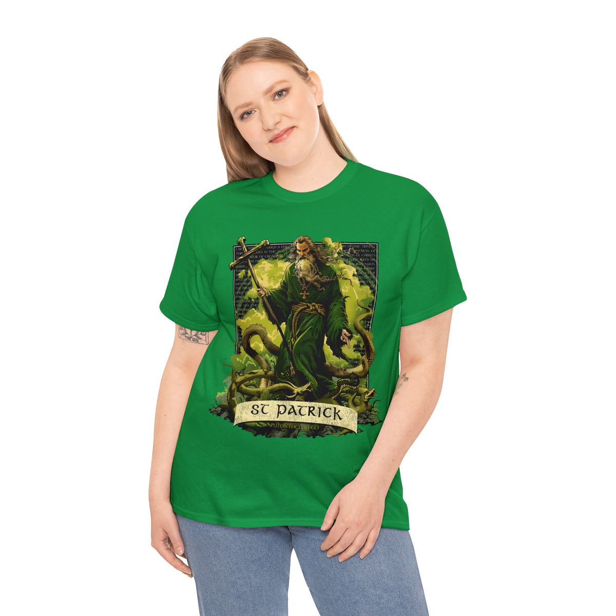 Saint Patrick Fighting Snakes Anime Style T-Shirt | Big & Tall