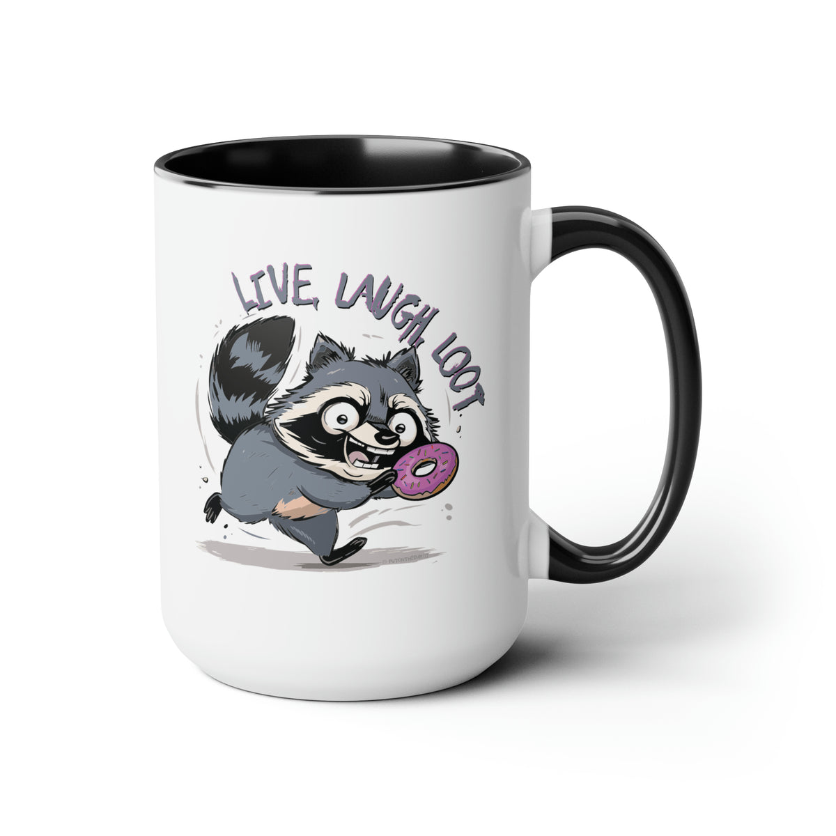 Live, Laugh, Loot Raccoon Coffee Mug, 15oz