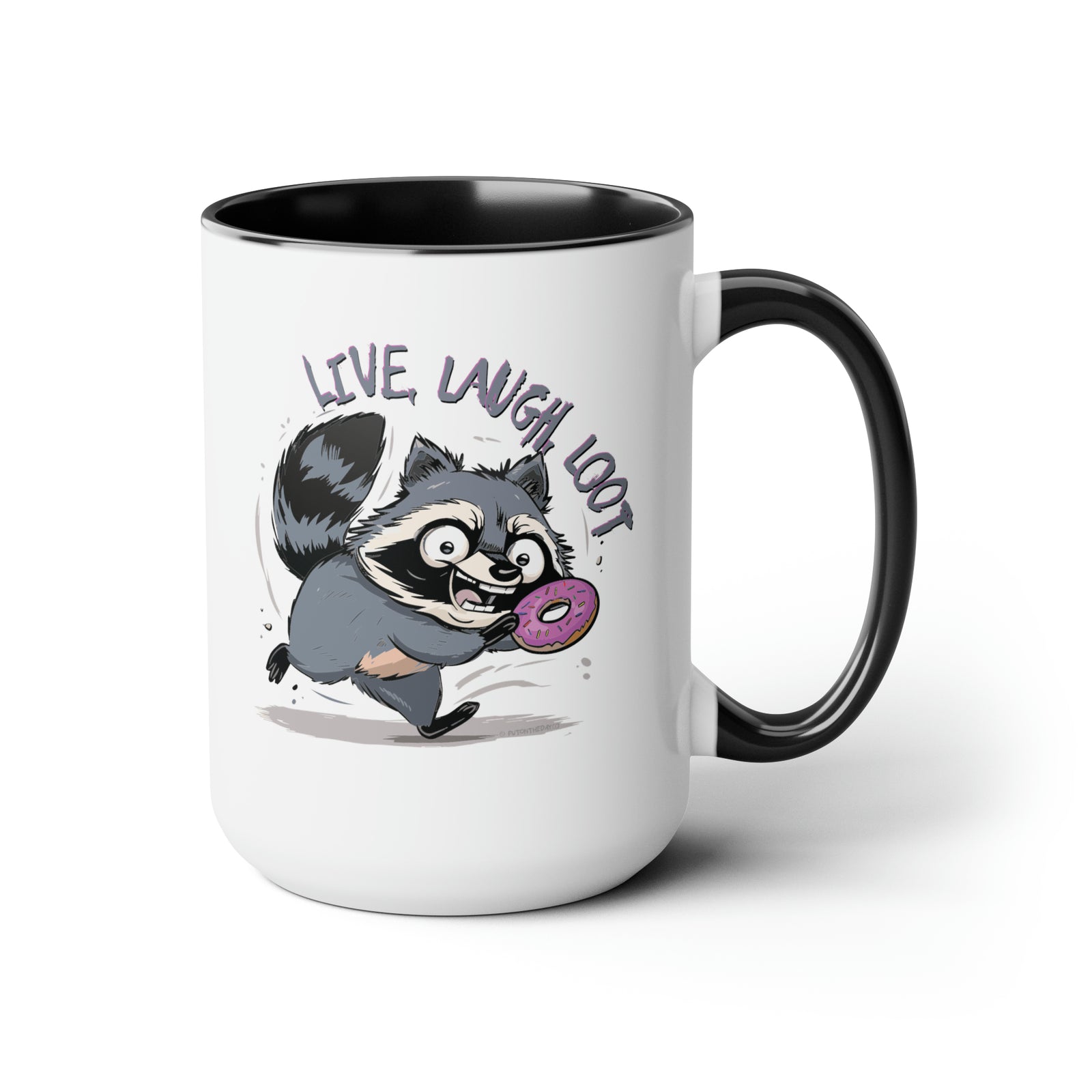 Live, Laugh, Loot Raccoon Coffee Mug, 15oz