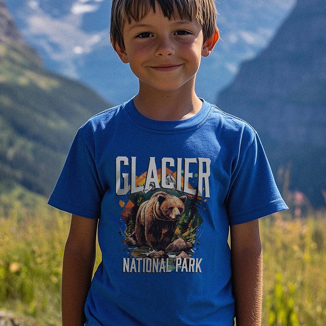 Glacier National Park Grizzly Kids Heavy Cotton Tee